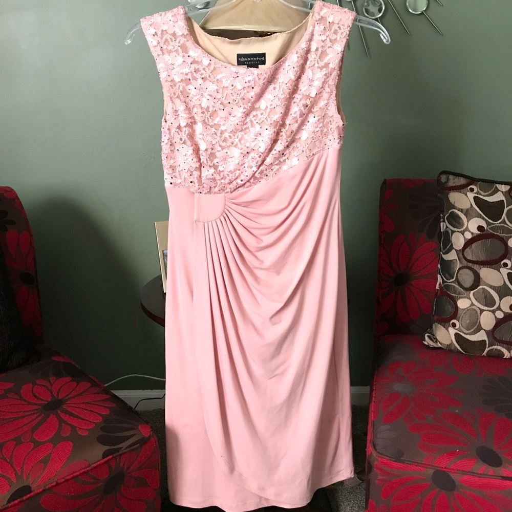 Sequin and lace top rose colored dress